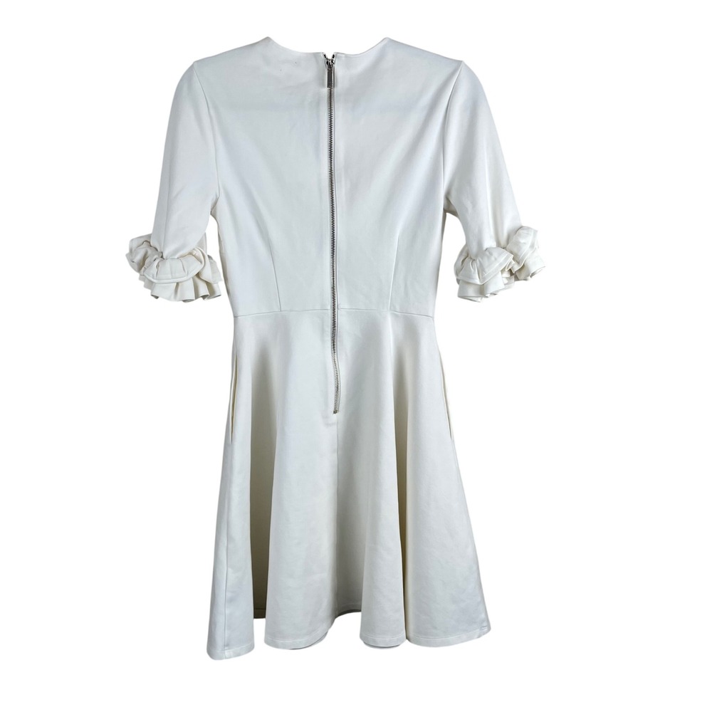 Ted Baker Ritzi White Ruffle Sleeve Fit & Flare Dress‎ Size 1 US 4 Exposed Zip - Picture 4 of 11